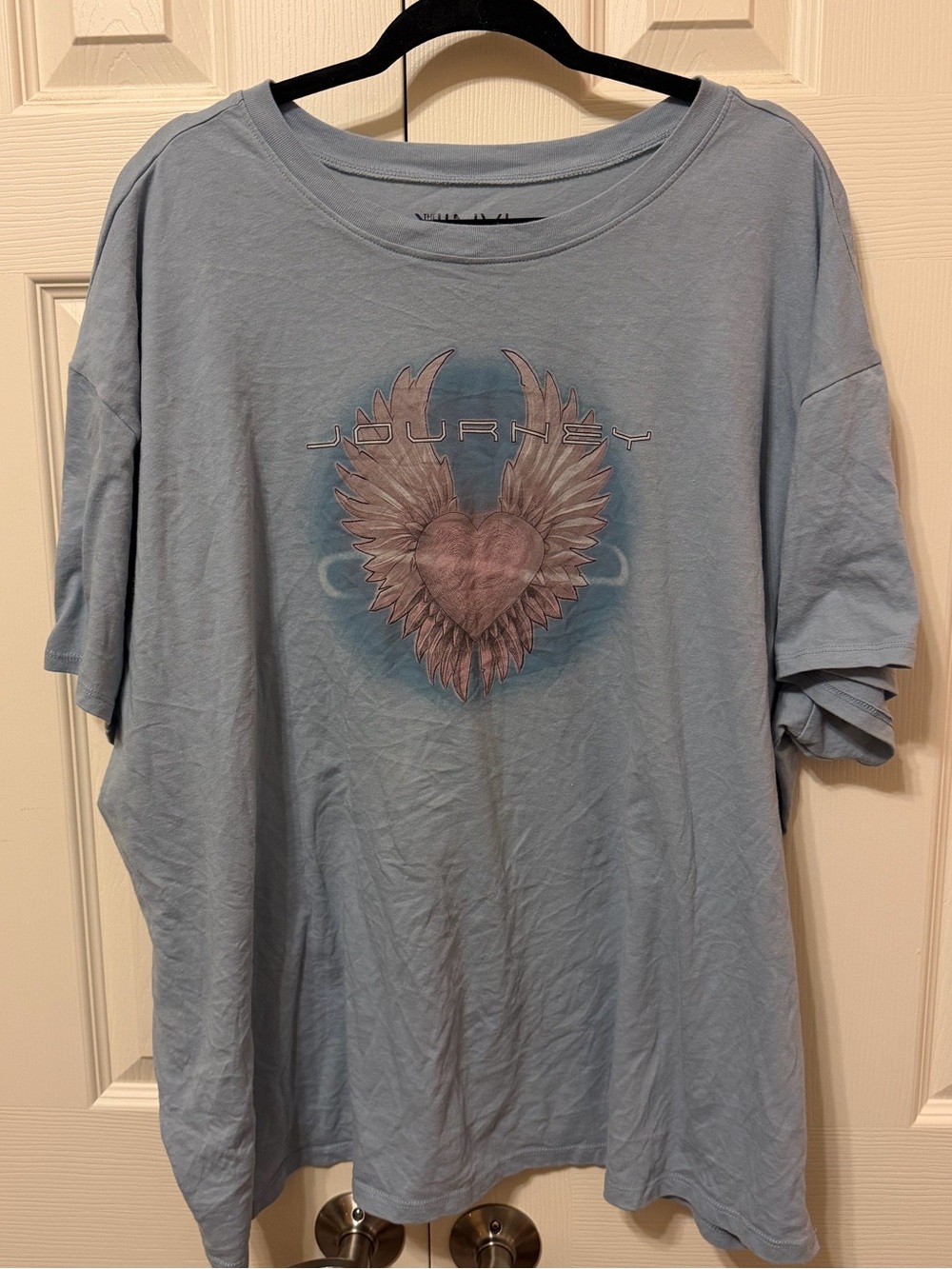 Torrid Journey Light Blue Graphic Tee with Winged Heart Print